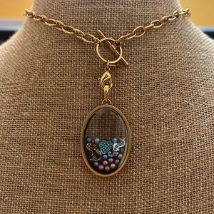 New Origami Owl Goldtone Looking Glass Mermaid Locket